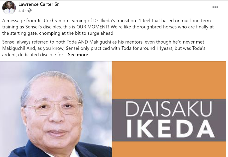 [NEWS] Dr. Lawrence Edward Carter, Sr & Daisaku Ikeda